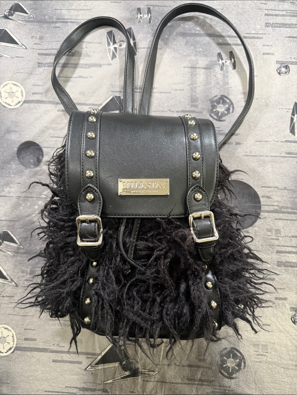 RARE KILLSTAR ALVA STUDDED MONSTER FUR MINI BACKPACK